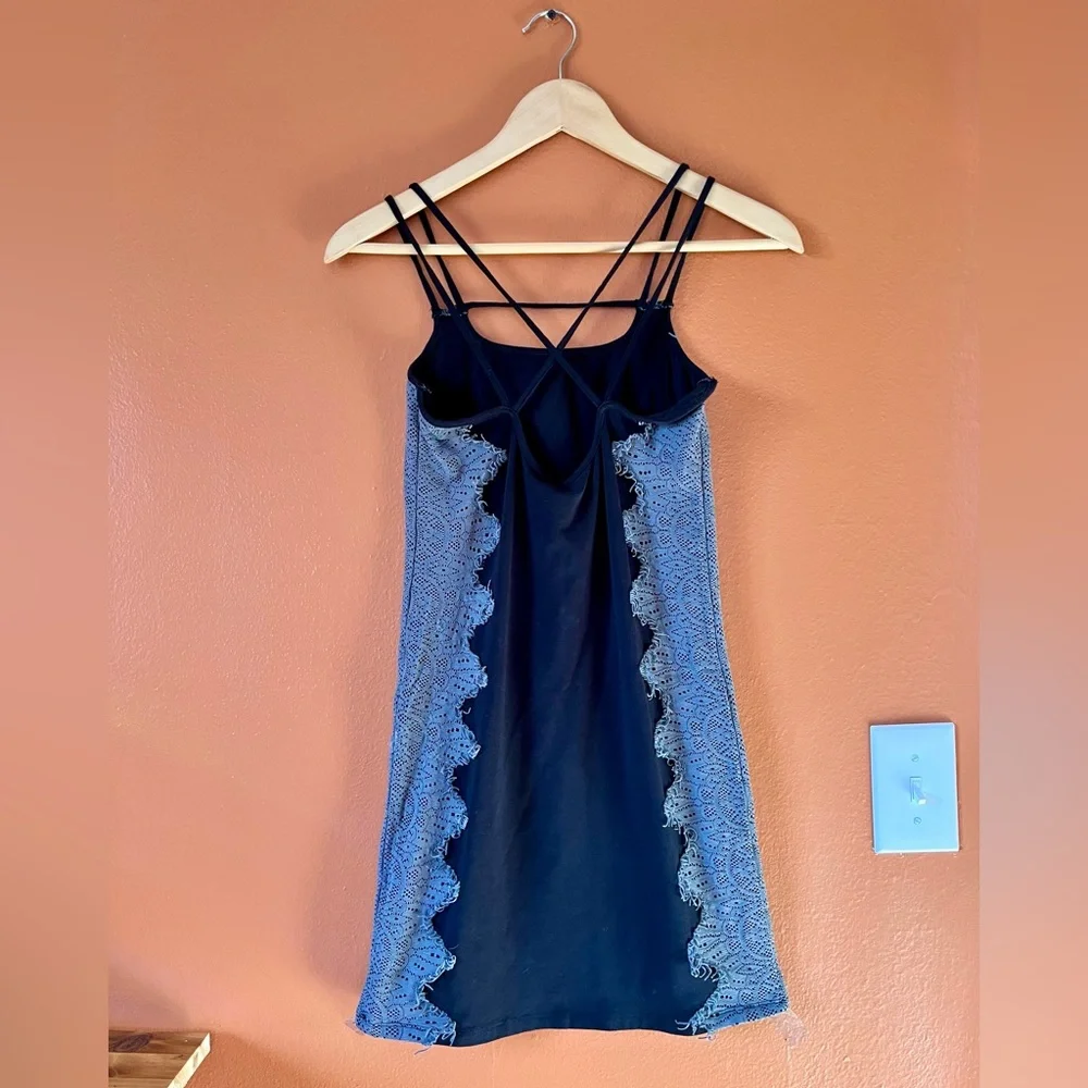 Free People Black Grey Strappy Bodycon Dress, size small - Picture 2 of 6